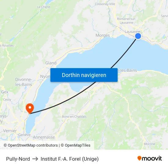 Pully-Nord to Institut F.-A. Forel (Unige) map