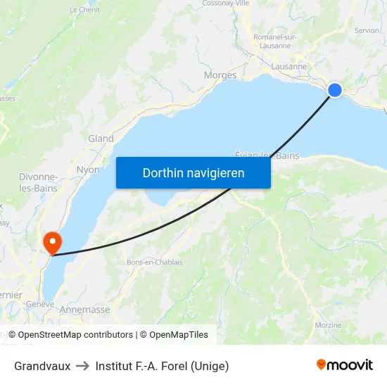 Grandvaux to Institut F.-A. Forel (Unige) map
