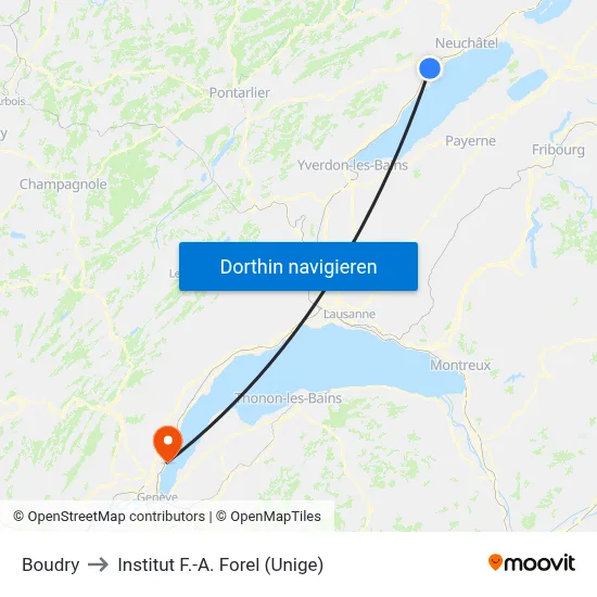 Boudry to Institut F.-A. Forel (Unige) map
