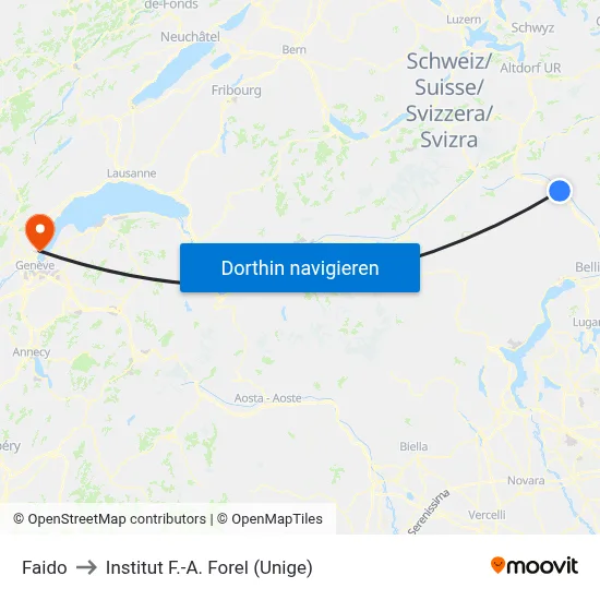Faido to Institut F.-A. Forel (Unige) map