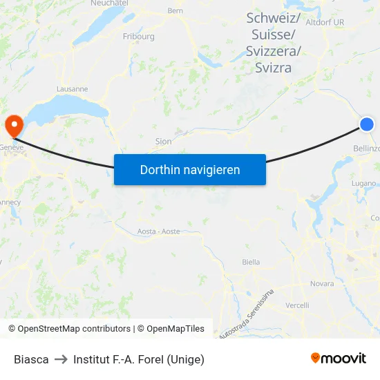 Biasca to Institut F.-A. Forel (Unige) map