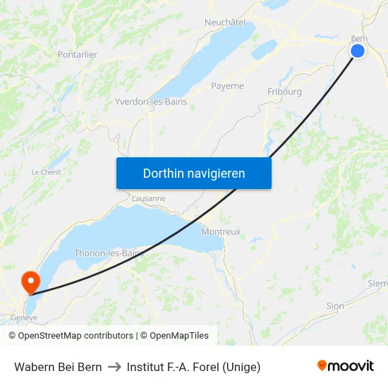 Wabern Bei Bern to Institut F.-A. Forel (Unige) map