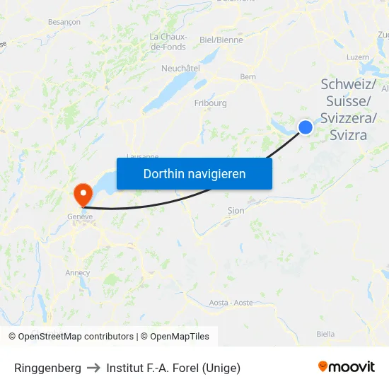 Ringgenberg to Institut F.-A. Forel (Unige) map