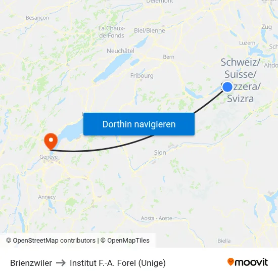 Brienzwiler to Institut F.-A. Forel (Unige) map