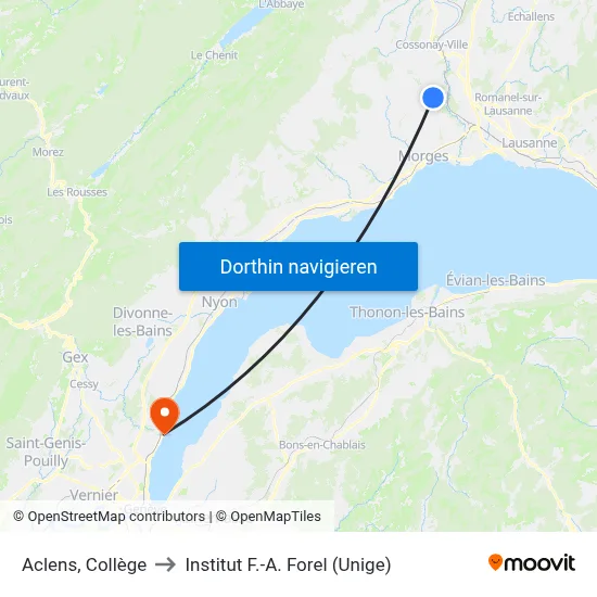 Aclens, Collège to Institut F.-A. Forel (Unige) map