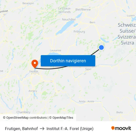 Frutigen, Bahnhof to Institut F.-A. Forel (Unige) map