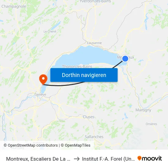 Montreux, Escaliers De La Gare to Institut F.-A. Forel (Unige) map