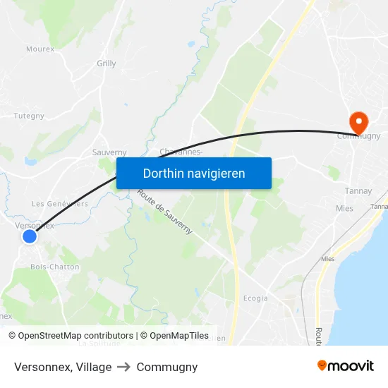 Versonnex, Village to Commugny map