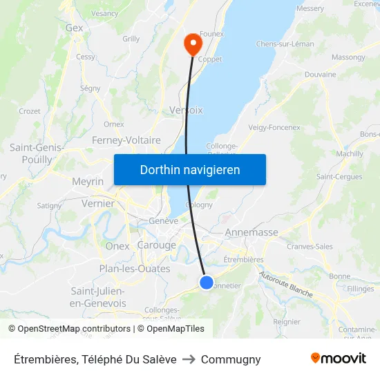 Étrembières, Téléphé Du Salève to Commugny map