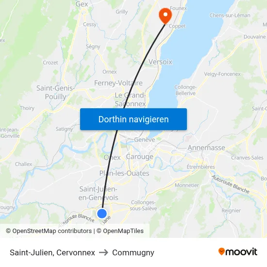 Saint-Julien, Cervonnex to Commugny map