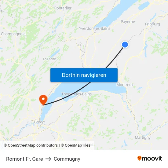 Romont Fr, Gare to Commugny map