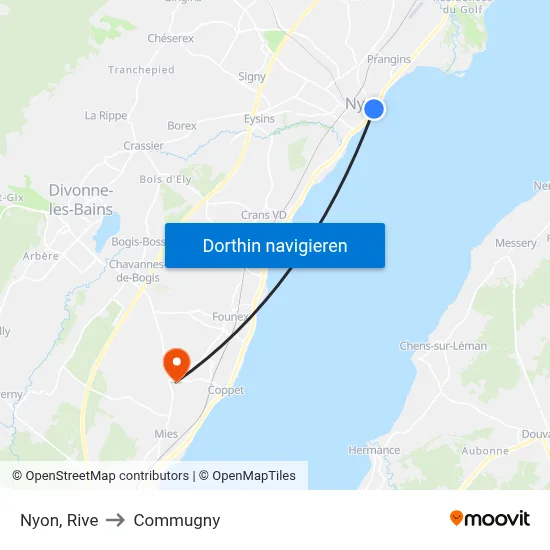 Nyon, Rive to Commugny map