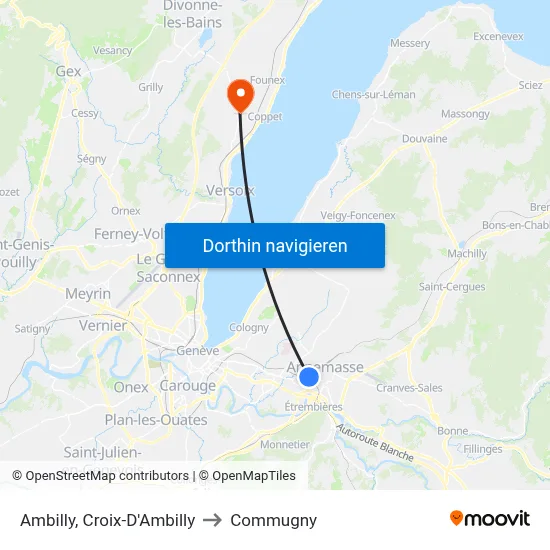 Ambilly, Croix-D'Ambilly to Commugny map