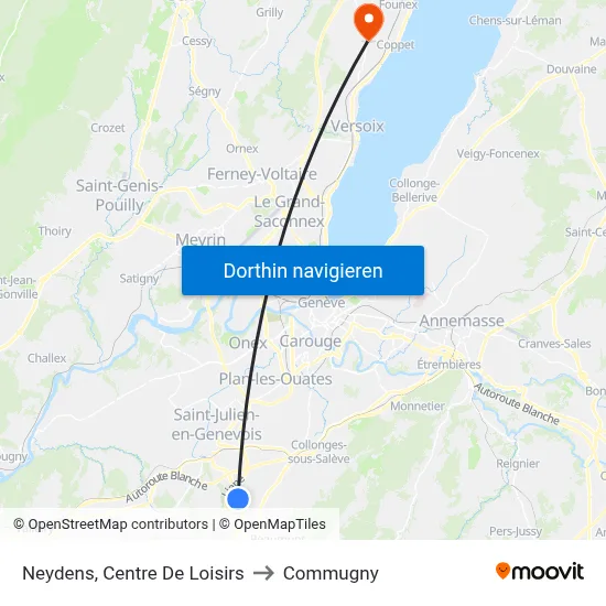 Neydens, Centre De Loisirs to Commugny map