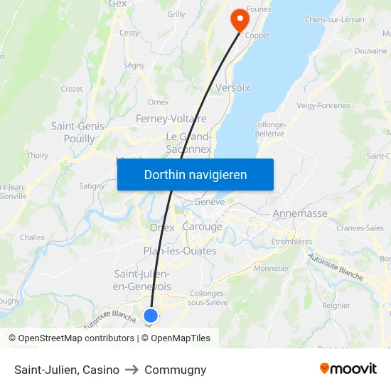 Saint-Julien, Casino to Commugny map