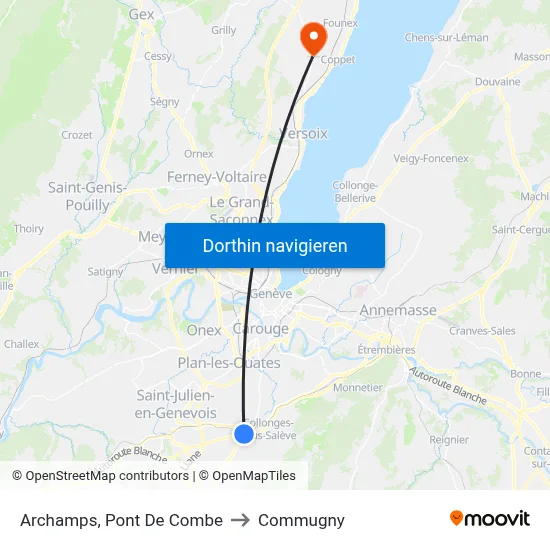 Archamps, Pont De Combe to Commugny map
