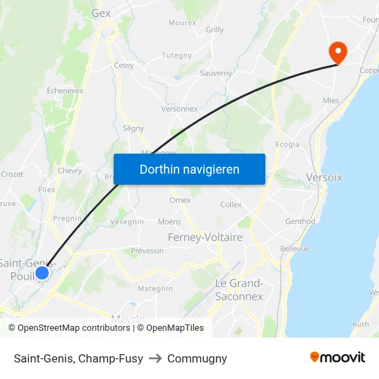 Saint-Genis, Champ-Fusy to Commugny map