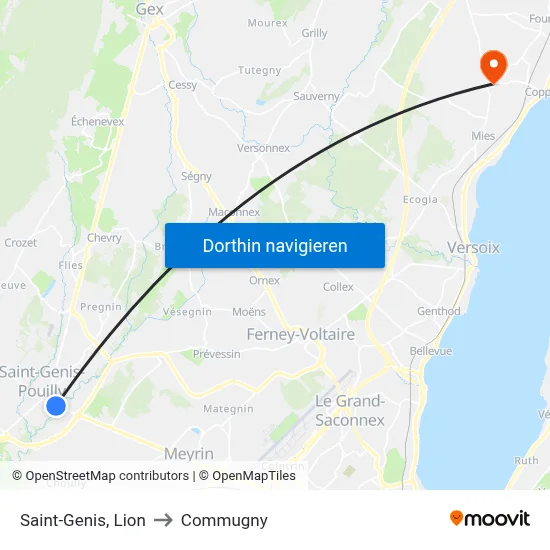 Saint-Genis, Lion to Commugny map