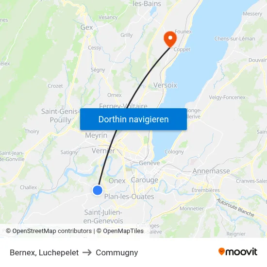 Bernex, Luchepelet to Commugny map