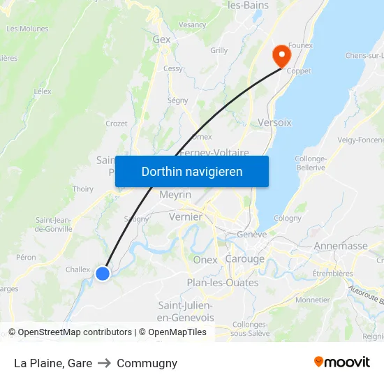 La Plaine, Gare to Commugny map