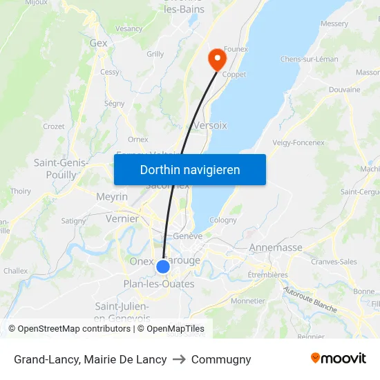 Grand-Lancy, Mairie De Lancy to Commugny map