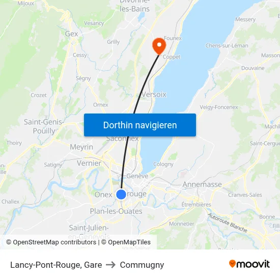 Lancy-Pont-Rouge, Gare to Commugny map