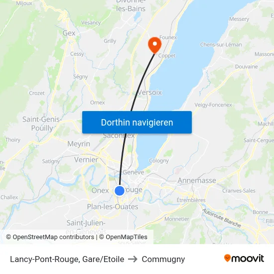 Lancy-Pont-Rouge, Gare/Etoile to Commugny map