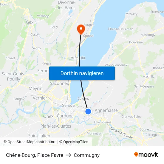 Chêne-Bourg, Place Favre to Commugny map
