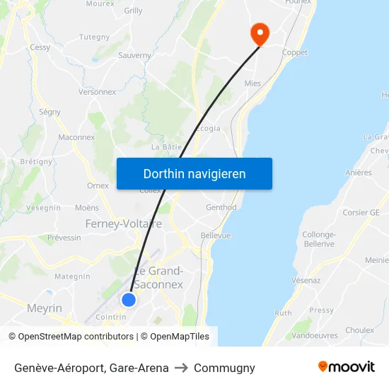 Genève-Aéroport, Gare-Arena to Commugny map
