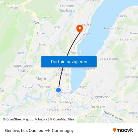 Genève, Les Ouches to Commugny map