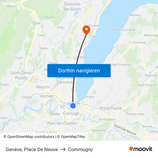 Genève, Place De Neuve to Commugny map