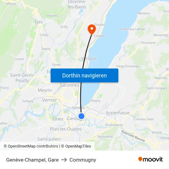 Genève-Champel, Gare to Commugny map