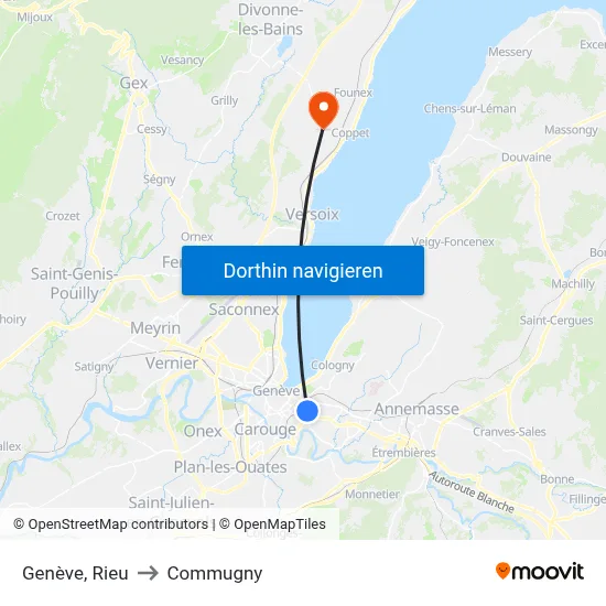 Genève, Rieu to Commugny map