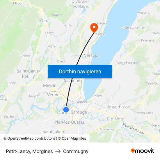 Petit-Lancy, Morgines to Commugny map