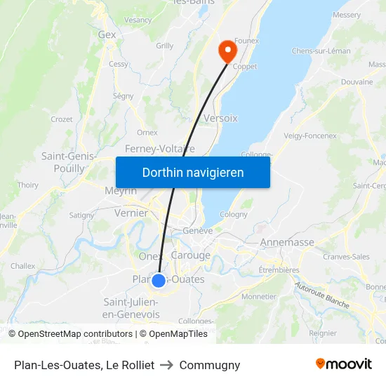Plan-Les-Ouates, Le Rolliet to Commugny map