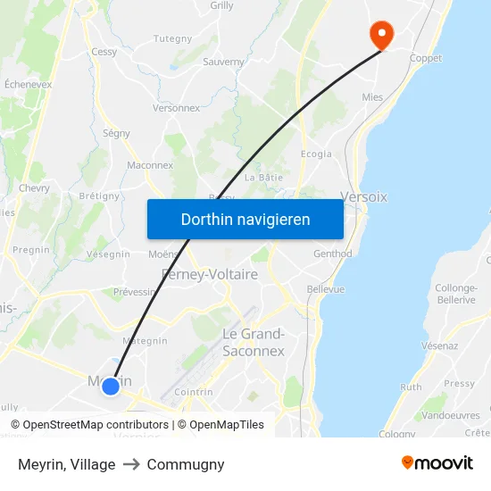 Meyrin, Village to Commugny map