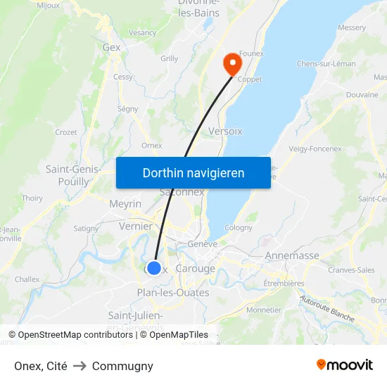 Onex, Cité to Commugny map