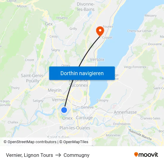 Vernier, Lignon Tours to Commugny map