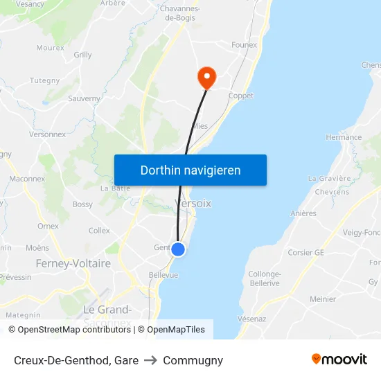 Creux-De-Genthod, Gare to Commugny map