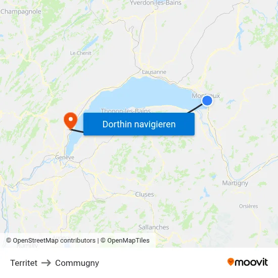 Territet to Commugny map