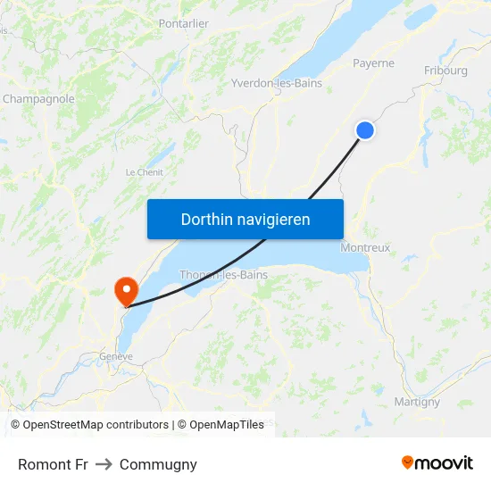 Romont Fr to Commugny map