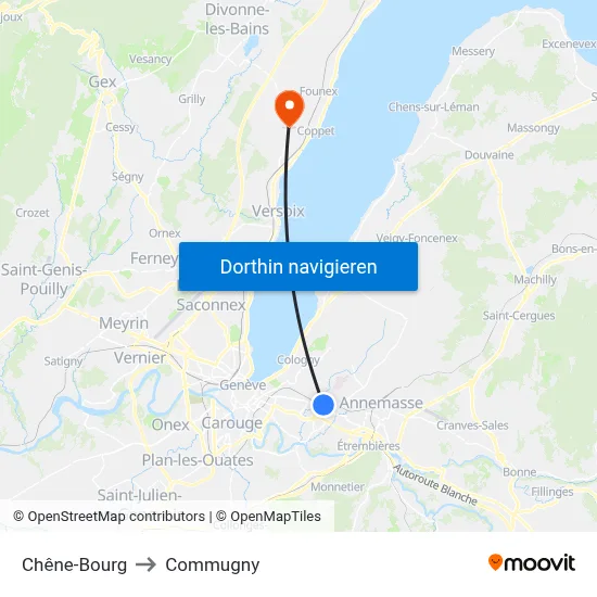 Chêne-Bourg to Commugny map