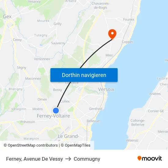Ferney, Avenue De Vessy to Commugny map