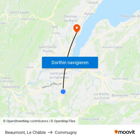 Beaumont, Le Châble to Commugny map