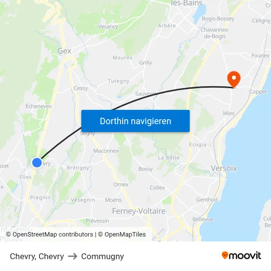Chevry, Chevry to Commugny map