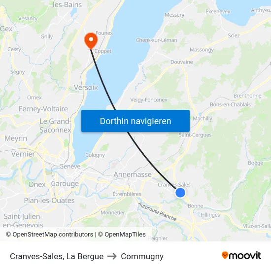 Cranves-Sales, La Bergue to Commugny map