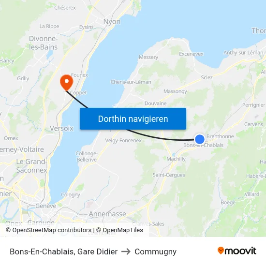 Bons-En-Chablais, Gare Didier to Commugny map