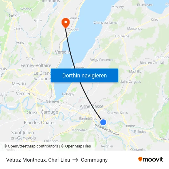 Vétraz-Monthoux, Chef-Lieu to Commugny map