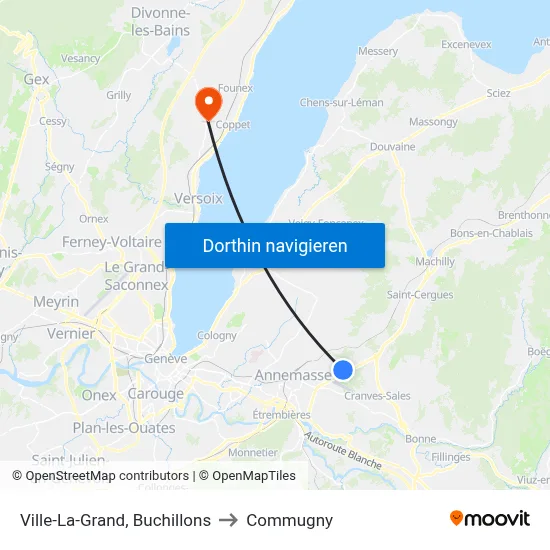 Ville-La-Grand, Buchillons to Commugny map
