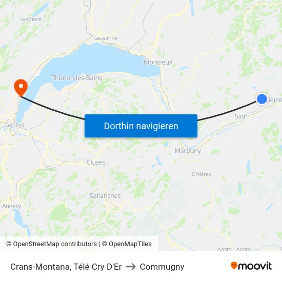 Crans-Montana, Télé Cry D'Er to Commugny map